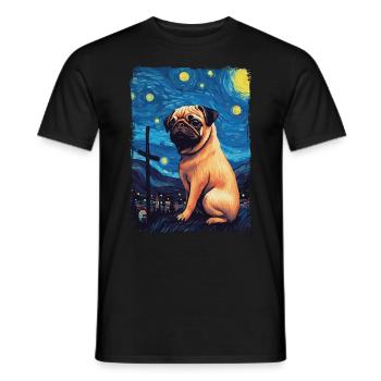Pug Starry Night - Men's T-Shirt - black - Front - AI Model Male 178 light (178cm)