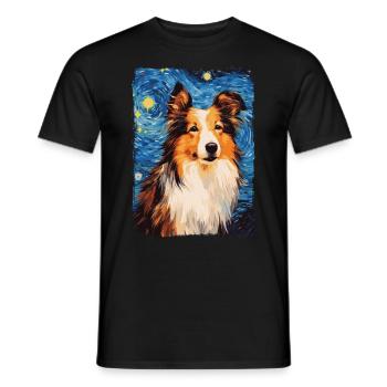 Shetland Shepherd Starry Night - Men's T-Shirt - black - Front - AI Model Male 178 light (178cm)
