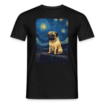 Pug Starry Night - Men's T-Shirt - black - Front - AI Model Male 178 light (178cm)
