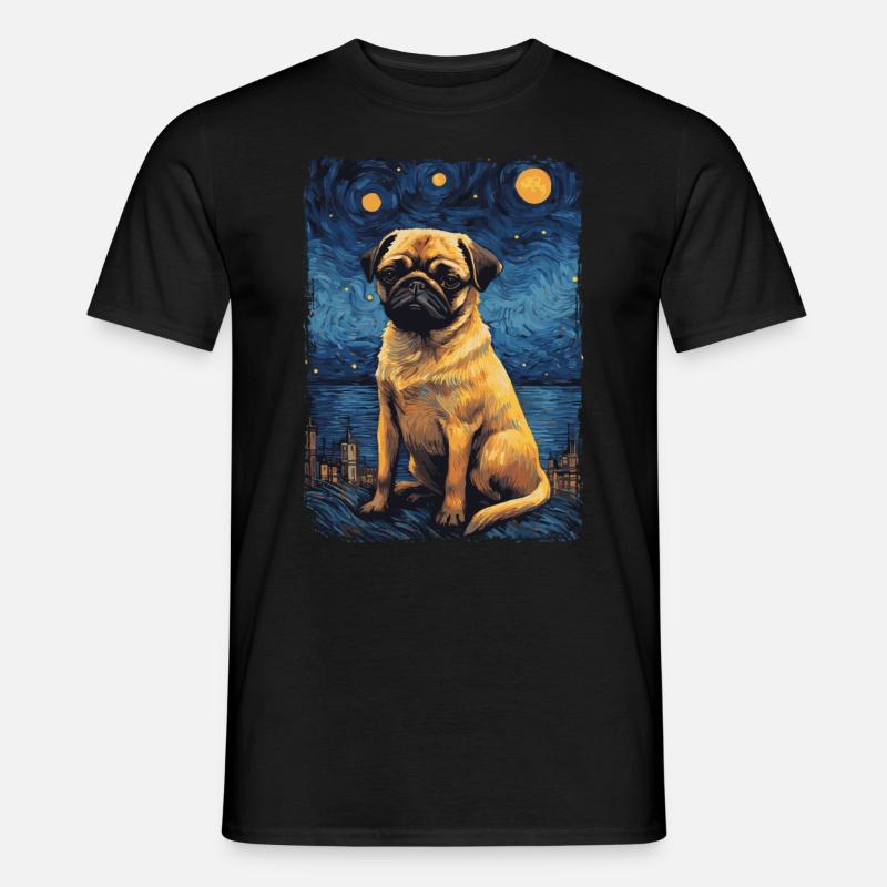 Mops Starry Night - Männer T-Shirt - Schwarz