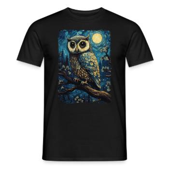 Eule Starry Night - Männer T-Shirt - Schwarz - Vorne - AI Model Male 178 light (178cm)