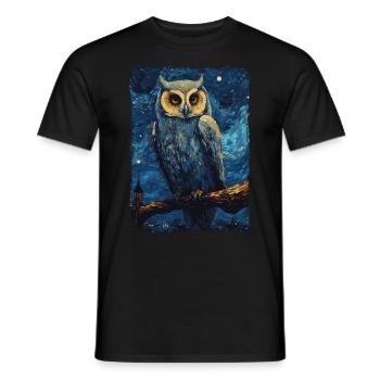 Eule Starry Night - Männer T-Shirt - Schwarz - Vorne - AI Model Male 178 light (178cm)