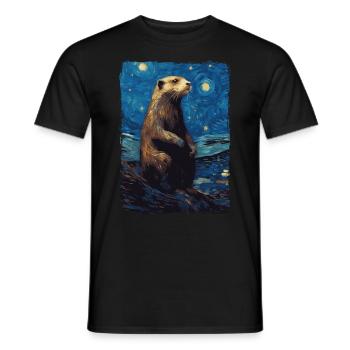 Otter Starry Night - Männer T-Shirt - Schwarz - Vorne - AI Model Male 178 light (178cm)