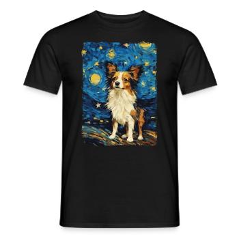 Papillon Chien Nuit Étoilée - T-shirt homme - noir - Devant - AI Model Male 178 light (178cm)