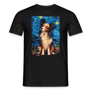 Papillon Hund Starry Night - Männer T-Shirt - Schwarz - Vorne - AI Model Male 178 light (178cm)