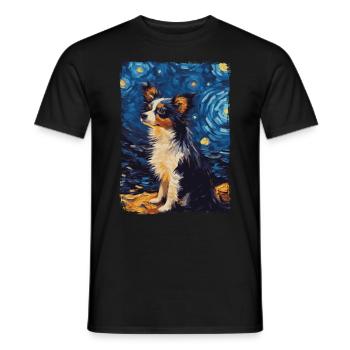 Papillon Hund Starry Night - Männer T-Shirt - Schwarz - Vorne - AI Model Male 178 light (178cm)