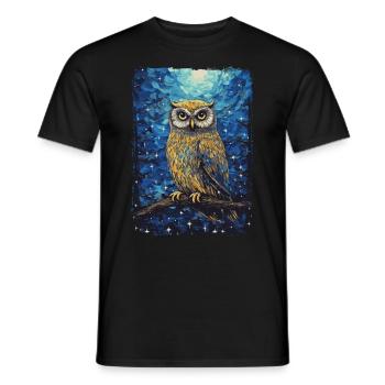 Eule Starry Night - Männer T-Shirt - Schwarz - Vorne - AI Model Male 178 light (178cm)