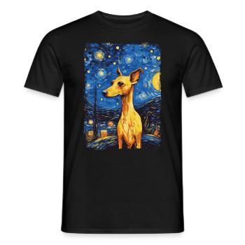 Lévrier italien Nuit étoilée - T-shirt homme - noir - Devant - AI Model Male 178 light (178cm)
