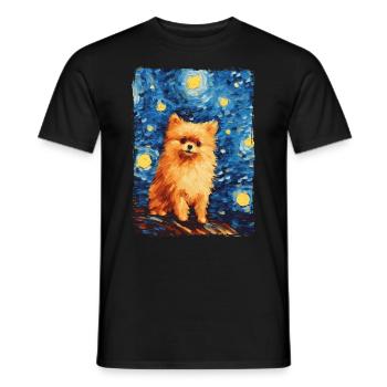 Zwergspitz Starry Night - Männer T-Shirt - Schwarz - Vorne - AI Model Male 178 light (178cm)