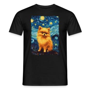 Zwergspitz Starry Night - Männer T-Shirt - Schwarz - Vorne - AI Model Male 178 light (178cm)