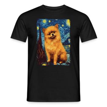Zwergspitz Starry Night - Männer T-Shirt - Schwarz - Vorne - AI Model Male 178 light (178cm)
