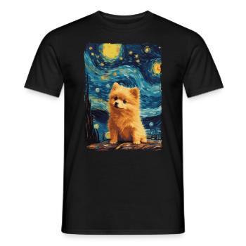 Zwergspitz Starry Night - Männer T-Shirt - Schwarz - Vorne - AI Model Male 178 light (178cm)