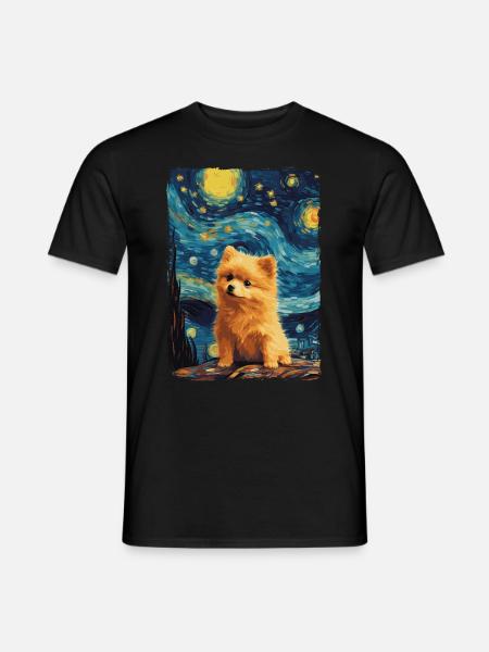 Zwergspitz Starry Night - Männer T-Shirt - Schwarz