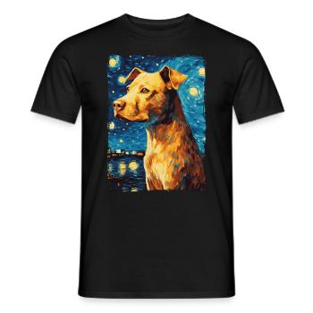 Pitbull Dog Starry Night - Men's T-Shirt - black - Front - AI Model Male 178 light (178cm)