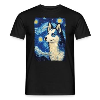 Husky Starry Night - Männer T-Shirt - Schwarz - Vorne - AI Model Male 178 light (178cm)