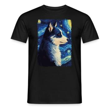 Husky Starry Night - Männer T-Shirt - Schwarz - Vorne - AI Model Male 178 light (178cm)