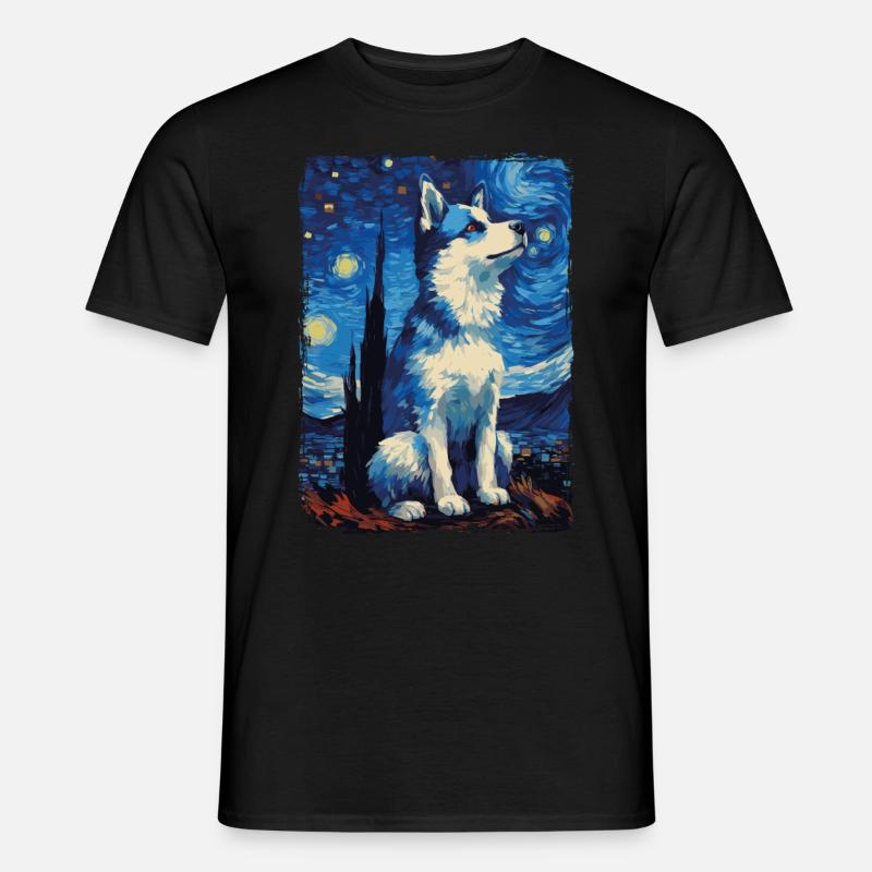 Husky Starry Night - Men’s T-shirt - black