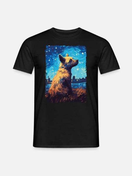 Hyäne Starry Night - Männer T-Shirt - Schwarz