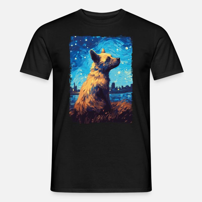 Hyäne Starry Night - Männer T-Shirt - Schwarz