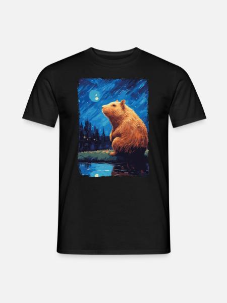 Capybara Nuit étoilée - T-shirt homme - noir