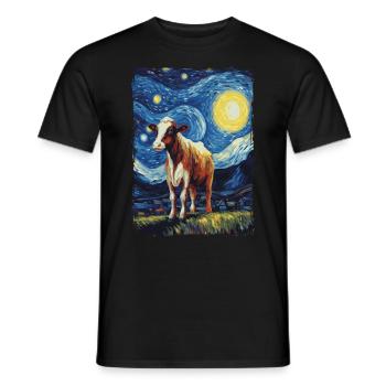 Vache Nuit étoilée - T-shirt homme - noir - Devant - AI Model Male 178 light (178cm)