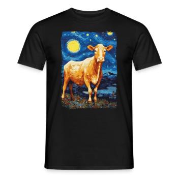 Kuh Starry Night - Männer T-Shirt - Schwarz - Vorne - AI Model Male 178 light (178cm)