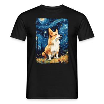 Corgi Starry Night - Männer T-Shirt - Schwarz - Vorne - AI Model Male 178 light (178cm)