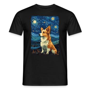 Corgi Starry Night - Männer T-Shirt - Schwarz - Vorne - AI Model Male 178 light (178cm)