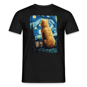 Cat Starry Night - Men's T-Shirt - black - Front - AI Model Male 178 light (178cm)
