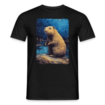 Wasserschwein Starry Night - Männer T-Shirt - Schwarz - Vorne - AI Model Male 178 light (178cm)