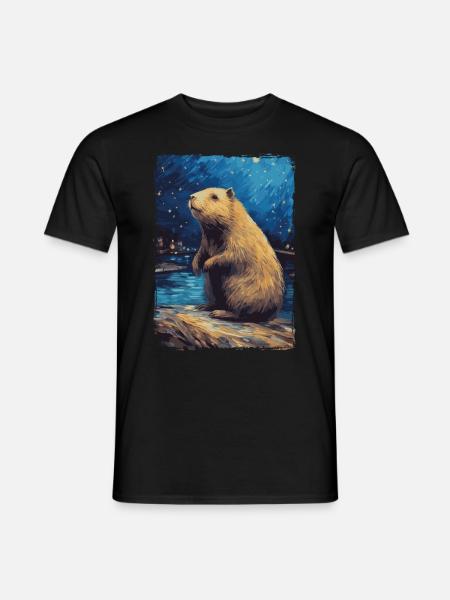 Capybara Starry Night - Men's T-Shirt - black