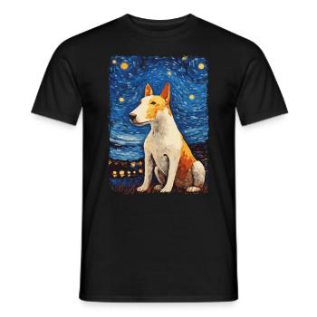 Bullterrier Starry Night - Männer T-Shirt - Schwarz - Vorne - AI Model Male 178 light (178cm)