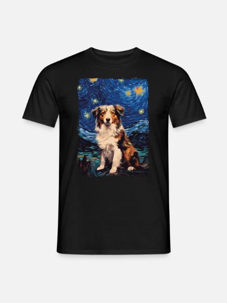 Australischer Hirtenhund Starry Night - Männer T-Shirt - Schwarz