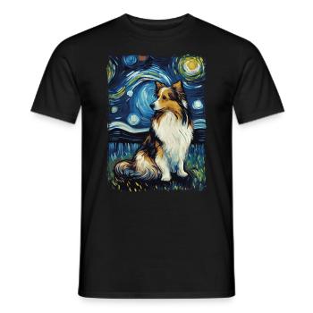 Shetland Shepherd Starry Night - Men's T-Shirt - black - Front - AI Model Male 178 light (178cm)