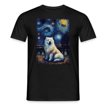 Samoyed Starry Night - Männer T-Shirt - Schwarz - Vorne - AI Model Male 178 light (178cm)