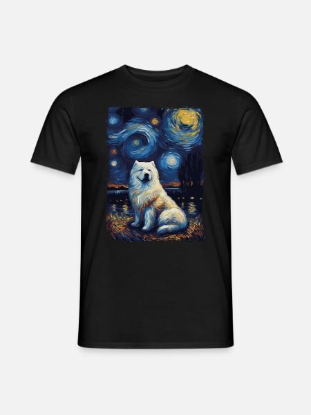 Samoyed Starry Night - Männer T-Shirt - Schwarz