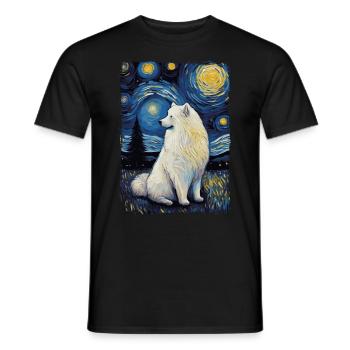 Samoyed Starry Night - Men's T-Shirt - black - Front - AI Model Male 178 light (178cm)