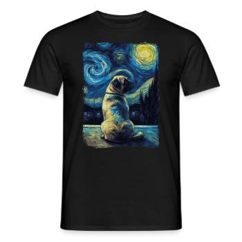 Pug Starry Night - Men's T-Shirt - black - Front - AI Model Male 178 light (178cm)