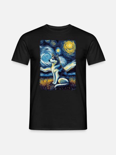 Husky Starry Night - Männer T-Shirt - Schwarz