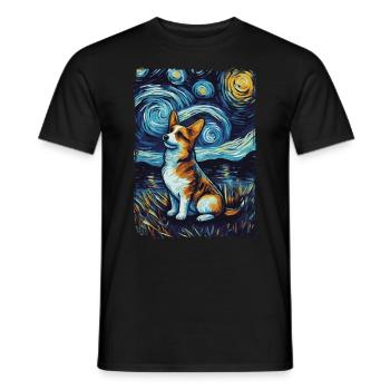 Corgi Starry Night - Männer T-Shirt - Schwarz - Vorne - AI Model Male 178 light (178cm)