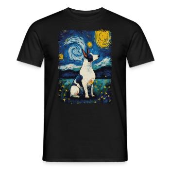 Bullterrier Starry Night - Männer T-Shirt - Schwarz - Vorne - AI Model Male 178 light (178cm)