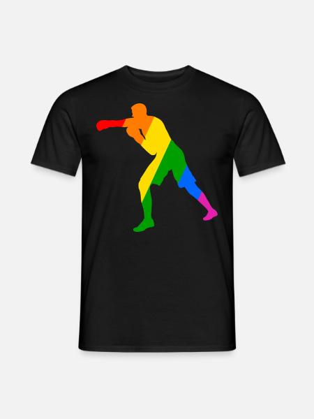 Boxer im Regenbogen - Männer T-Shirt - Schwarz