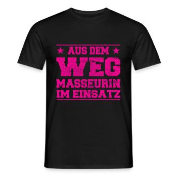 Out of the way masseuse in action Design - Men's T-Shirt - black - Front - AI Model Male 178 light (178cm)