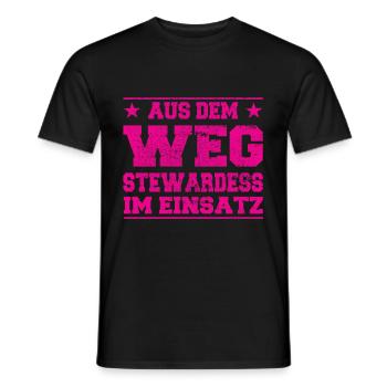 Out of the way stewardess in action Design - Men's T-Shirt - black - Front - AI Model Male 178 light (178cm)