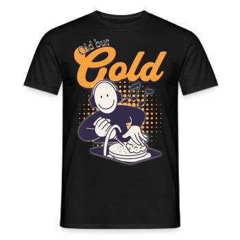 Old but Gold mit Kopfhörer, Geschirr abwaschen - Männer T-Shirt - Schwarz - Vorne - AI Model Male 178 light (178cm)