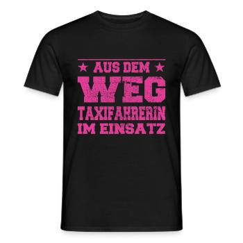 Out of the Way Taxi Driver in Action Design - Men's T-Shirt - black - Front - AI Model Male 178 light (178cm)