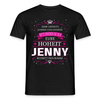 Your Highness Jenny enters the room - Men's T-Shirt - black - Front - AI Model Male 178 light (178cm)