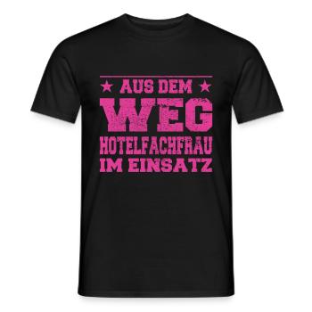 Out of the way hotel manager, in action Design - Men's T-Shirt - black - Front - AI Model Male 178 light (178cm)
