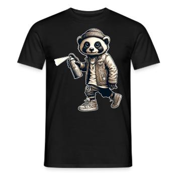 Panda Graffiti Bombe aérosol Street Art - T-shirt homme - noir - Devant - AI Model Male 178 light (178cm)