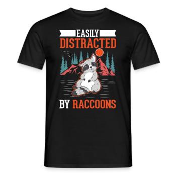 Easily distracted by Raccoons Waschbär - Men's T-Shirt - black - Front - AI Model Male 178 light (178cm)